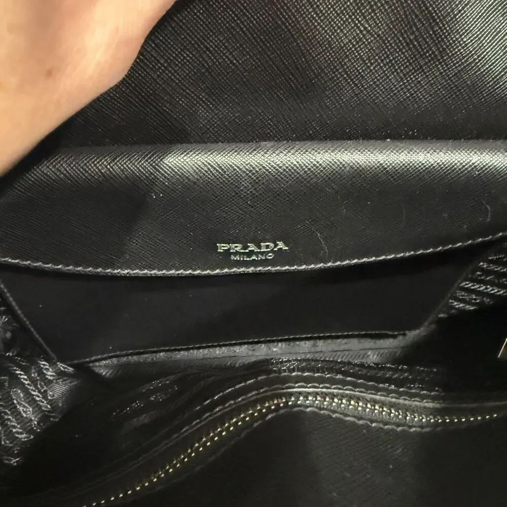Prada Tessuto Nylon Saffiano Tartan Print Satchel - Red/Purple